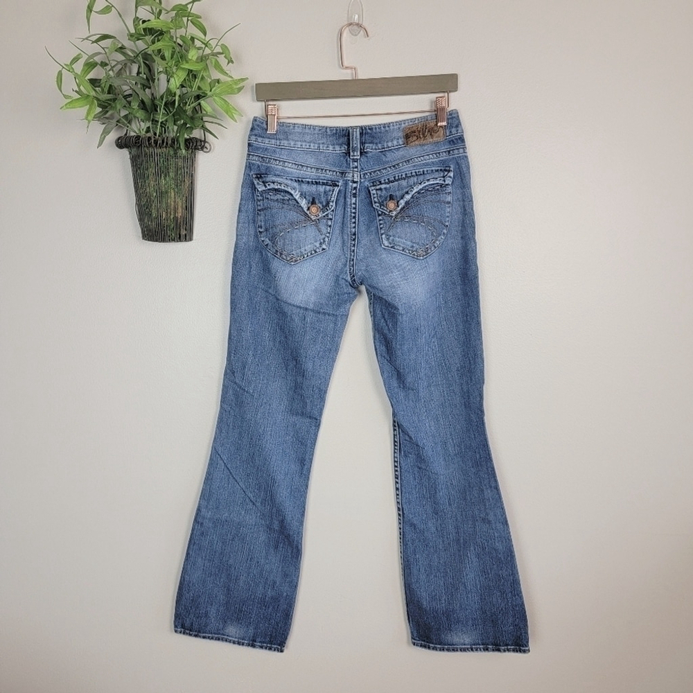 Silver 28 Suki Surplus Boot Bootcut Flap Pocket Medium Wash Jeans 90s Vintage